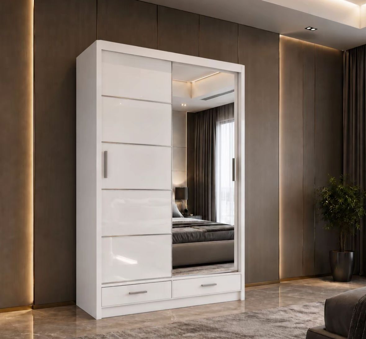 Flavia High Gloss Sliding Door Wardrobe - 150 cm - product image