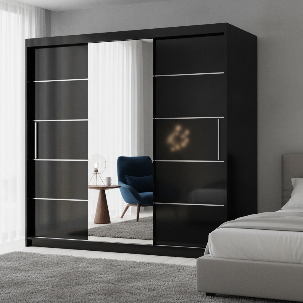 Centre Mirrored Sliding Door Wardrobe - 250 cm Oslo
