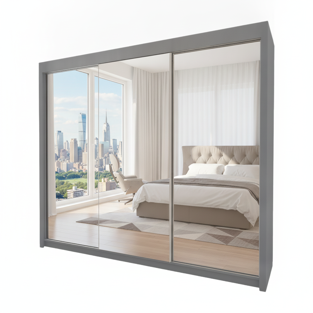 250 cm Milan Full Mirror Sliding Door Wardrobe