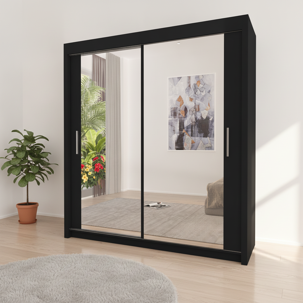 90cm Milan Full Mirror Sliding Door Wardrobe