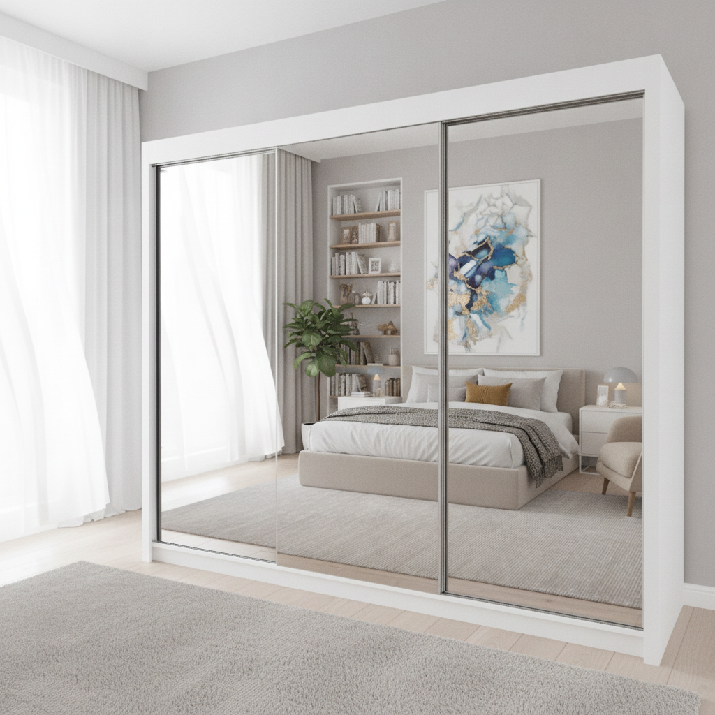 250 cm Milan Full Mirror Sliding Door Wardrobe