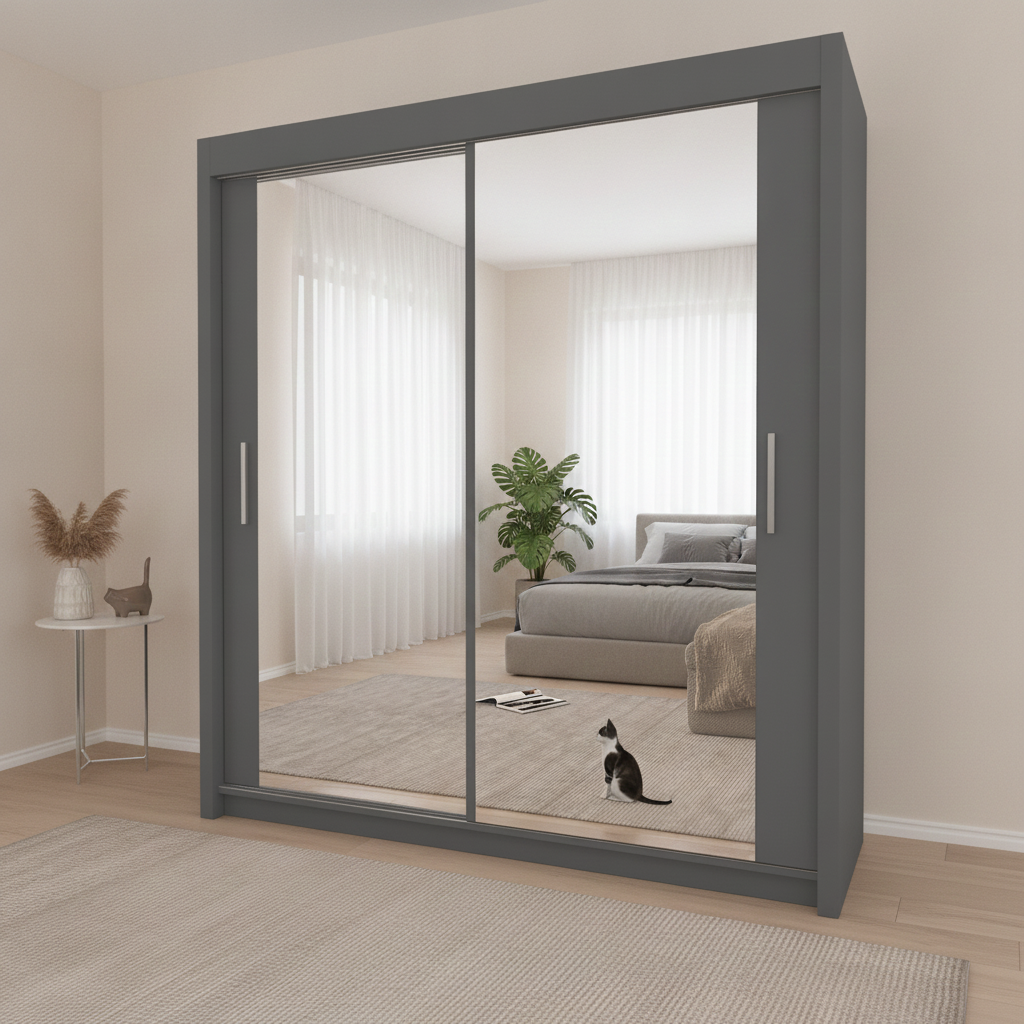 90cm Milan Full Mirror Sliding Door Wardrobe