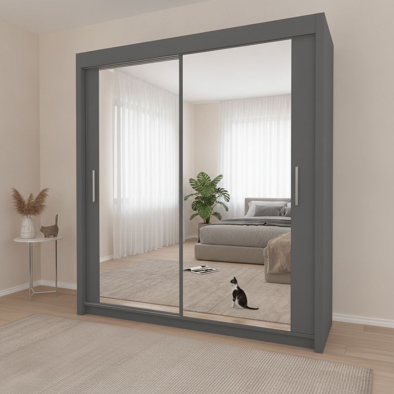 180 cm Milan Full Mirror Sliding Door Wardrobe