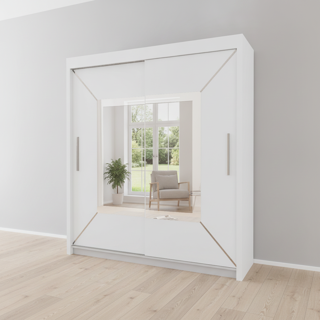 Sliding Mirrored Door Wardrobe - 150 cm Nicole